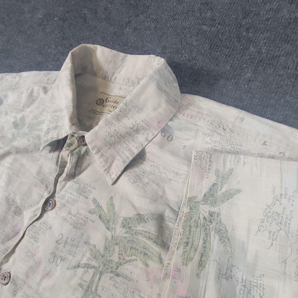 Guide & Outfitter‎ by Panama Jack Palm Print Shirt Beige Green Size L